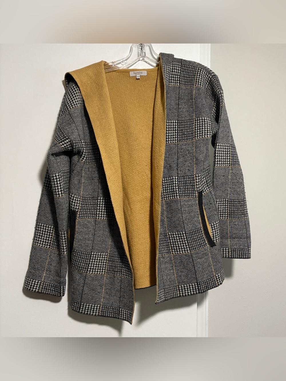 Bartolini Wool Cashmere Blend Open Hoodie Sweater Cardigan